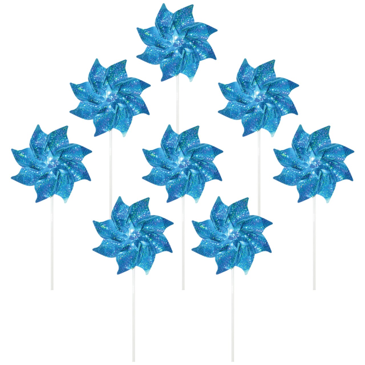 In the Breeze 2710 Teal Mylar Pinwheels - Sparkly Teal Spinners - Great Party Favor or Decoration - 8 Piece Bags